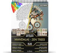 In Textu - Mandalas - Árboles Zen - Libro de Colorear para Adultos y Adolescentes con Ejemplos Coloreados Inspiradores - Papel Premium 200 g/m² - Encuadernación de Espiral Fina - Cuaderno de Colorear
