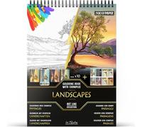 In Textu - Paisajes - Libro de Colorear para Adultos y Adolescentes con Ejemplos Coloreados Inspiradores - Papel Premium 200 g/m² - Encuadernación en Espiral Fina - Cuaderno de Colorear Relajante
