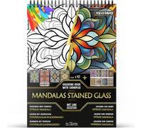 In Textu - Vidrieras Mandala - Libro de Colorear para Adultos y Adolescentes con Ejemplos Coloreados Inspiradores - Papel Premium 200 g/m² - Encuadernación en Espiral Fina - Cuaderno de Colorear
