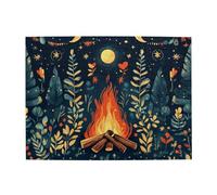 In The Anime Night, We Were Warming Ourselves By The Fire In The Woods - Rompecabezas de madera de 500 piezas para adultos, rompecabezas desafiante para juego de tamaño de 15 x 20.4 pulgadas