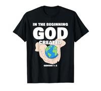 In The Beginning God Created - Christian Creation Genesis Camiseta gráfica económica