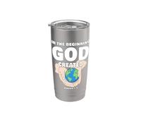 In The Beginning GOD Created - Christian Creation Genesis Vaso térmico de acero inoxidable de doble pared