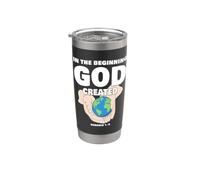 In The Beginning GOD Created - Christian Creation Genesis Vaso térmico de acero inoxidable de doble pared