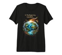 In The Beginning God... Earth Genesis 1:1 Bible Verse Nature Camiseta Premium
