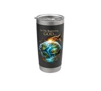 In The Beginning GOD... Earth Genesis 1:1 Bible Verse Nature Vaso térmico de acero inoxidable de doble pared