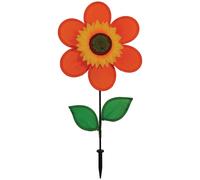 In the Breeze 2704 - 12-inch Orange Sunflower Wind Spinner with Leaves - Colorful Flower for Yard and Garden