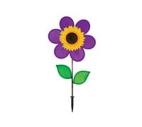 In the Breeze 2775 12inch Purple Sunflower Wind Spinner with Leaves Colorful Flower for Yard and Garden