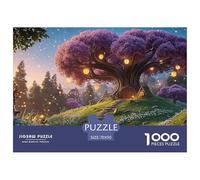 in The Moonlit Night An Elegant Purple Tree 1000 Pcs Cartón Fuerte Rompecabezas Purple Glowing Tree Liberador De Estrés Juego Creativo Puzzle para Niños Pequeños 70x50cm/1000pcs