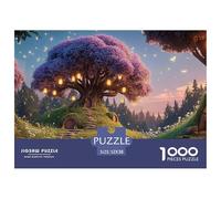 in The Moonlit Night An Elegant Purple Tree 1000 Pcs Papel Ecológico Rompecabezas Purple Glowing Tree Imposible, Difícil Juego Familiar Puzzle para Niños Pequeños 52x38cm/1000pcs