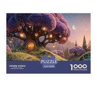 in The Moonlit Night An Elegant Purple Tree 1000 Piezas Papel Ecológico Rompecabezas Purple Glowing Tree Imágenes Vibrantes Juego Familiar Puzzle Juego De Desafío Difícil 52x38cm/1000pcs