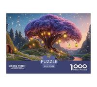 in The Moonlit Night An Elegant Purple Tree 1000 Piezas Papel Ecológico Rompecabezas Purple Glowing Tree Liberador De Estrés Juego Familiar Puzzle para Adultos Y Niños 52x38cm/1000pcs