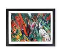 In The Rain by Franz Marc - Cuadro clásico enmarcado para pared, cuadro listo para colgar, para sala de estar, dormitorio, decoración de oficina en casa, negro, A4 (34 x 25 cm)