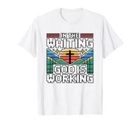 In The Waiting God Is Working Camiseta gráfica económica, Hombre, Blanco, M