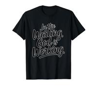 In The Waiting God Is Working Camiseta gráfica económica, Hombre, Negro, L