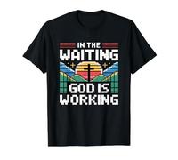 In The Waiting God Is Working Camiseta gráfica económica, Hombre, Negro, S