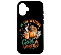 In The Waiting God Is Working Cozy Fall Taza Carcasa para iPhone 16