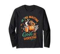 In The Waiting God Is Working Cozy Fall Taza Manga Larga
