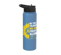 In This Family No One Fight Alone Childhood Cancer Awareness Stainless Steel Insulated Water Bottle
