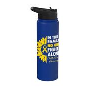 In This Family No One Fight Alone Childhood Cancer Awareness Stainless Steel Insulated Water Bottle
