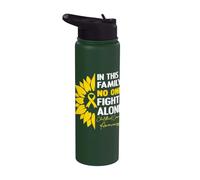 In This Family No One Fight Alone Childhood Cancer Awareness Stainless Steel Insulated Water Bottle