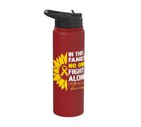 In This Family No One Fight Alone Childhood Cancer Awareness Stainless Steel Insulated Water Bottle