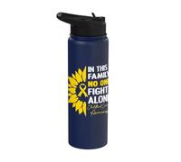 In This Family No One Fight Alone Childhood Cancer Awareness Stainless Steel Insulated Water Bottle