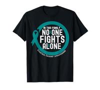 In This Family None Fight Alone Ovarian Cáncer Awareness Camiseta