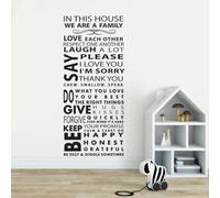 In This House Family Quote Wall Sticker Home Family Rules Vinilo Wall Decal Love Each Other Cita Wall Poster Decoración del hogar 42 x 98 cm