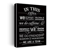 In This Office We Do Teamwork - Lienzo enmarcado con citas motivacionales, arte de pared, póster de oficina, decoración de 11.5 x 15 pulgadas
