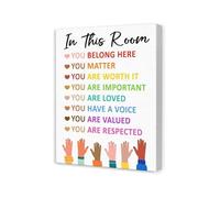 “In This Room, Everyone Belongs” Diversity Poster, Inclusive Wall Art for Classroom, School Counselor Office & Library (Framed,12x18inch(30x45cm))