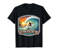 In Tune with The Tide Surfer Surfing Surfboard Cita Vintage Camiseta