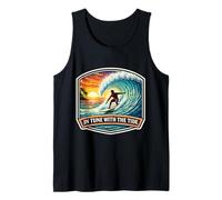 In Tune with The Tide Surfer Surfing Surfboard Cita Vintage Camiseta sin Mangas