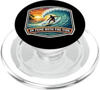 In Tune with The Tide Surfer Surfing Surfboard Cita Vintage PopSockets PopGrip para MagSafe