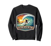 In Tune with The Tide Surfer Surfing Surfboard Cita Vintage Sudadera