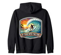In Tune with The Tide Surfer Surfing Surfboard Cita Vintage Sudadera con Capucha