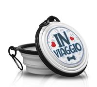 In viaggio - Comedero plegable y portátil para perros con mosquetón para pasear con tus cuatro patas. Práctico, ligero y sobre todo práctico.