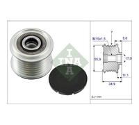 INA 535 0083 10 Polea libre del alternador Compatible con VW Touareg 7LA, 7L6, 7L7 Touareg 7P5, 7P6, AUDI Q7 4LB, PORSCHE Cayenne 9PA