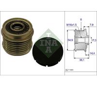 INA 535 0176 10 Embrague de Alternador de Piñón Libre para Citroën, Fiat, Iveco,