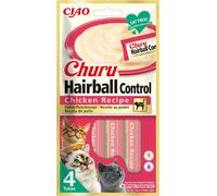 CHURU Control de Bolas de Pelo de Pollo (4X14 Gr) - Comida y como Snack para Gatos Adultos