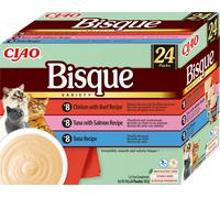 INABA Cat Ciao Bisque - alimento complementario para gatos sopa crema con pollo, ternera, atún y salmón 2x(24x40g)