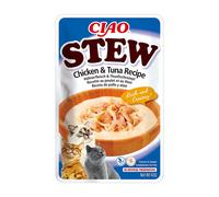 INABA Ciao Stew - Guiso Saludable para Gatos - Snacks, Receta de Pollo con Atún - Premios Ricos y Cremosos - Sin Cereales, Conservantes, Colorantes - Pocas Calorías - 40g