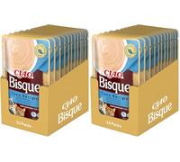 INABA Churu Bisque Gatos - Receta Saludable de Atún - Puré Cremoso - Sin Cereales, Conservantes, Colorantes - Sólo 16 Calorías - 480g (12 x 40g) (Paquete de 2)