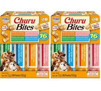 INABA Churu Bites Perros - 4 variedades de sabores - Palitos crujientes con Relleno cremoso, Aperitivo Delicioso y Saludable - Alimento con proteínas, sin colorantes ni conservantes - 192g (16x12g)