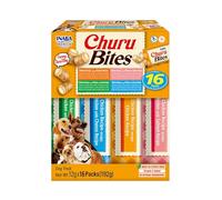 INABA Churu Bites Snack para Perros, bocados de Pollo en 4 variedades de sabores - 16 Barras x 12 g - Comida para Perros Suave y Deliciosa - Alimento para Perros sin conservantes ni colorantes