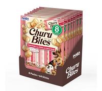 INABA Churu Bites Perros - Receta de Pollo con Salmón - Palitos crujientes con relleno cremoso, aperitivo delicioso y saludable - Alimento con Proteínas, sin colorantes ni conservantes - 768g (64x12g)