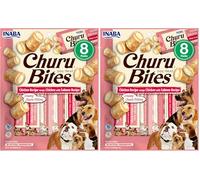 INABA Churu Bites Perros - Receta de Pollo con Salmón - Palitos crujientes con Relleno cremoso, Aperitivo Delicioso y Saludable - Alimento con Proteínas, sin colorantes ni conservantes, 96g (8x12g)