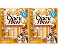 INABA Churu Bites Perros - Receta Saludable de Pollo - Deliciosa Comida con Relleno Húmedo - Rica en Proteína, 96 Gramos (12g x 8) (Paquete de 2)