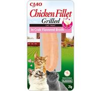 INABA Churu Filet - Snacks para Gatos para Dar de Comer con la Mano - Tiernos Snacks para mimar a tu Gato - Golosinas en prácticas porciones, Filete de Pollo con Cangrejo - 1 Pack 25g