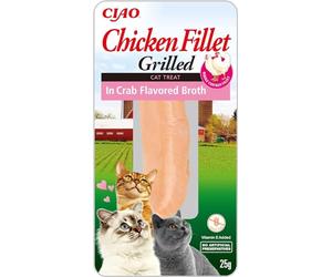 INABA Churu Filet - Snacks para Gatos para Dar de Comer con la Mano - Tiernos Snacks para mimar a tu Gato - Golosinas en prácticas porciones, Filete de Pollo con Cangrejo - 1 Pack 25g
