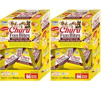 INABA Churu Fun Bites- Deliciosa Comida con Relleno Húmedo para Perros con Pollo, Queso y Atún - Rica en Proteína Perros, 96 Gramos (12g x 8) (Paquete de 2)